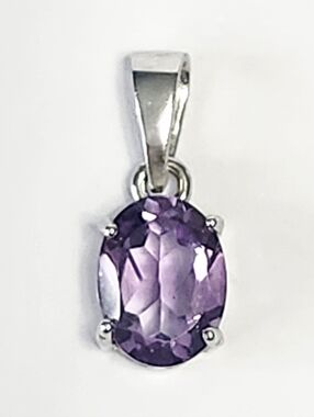 1.10 ctw Amethyst Sterling Silver Oval Solitaire Pendant NEW